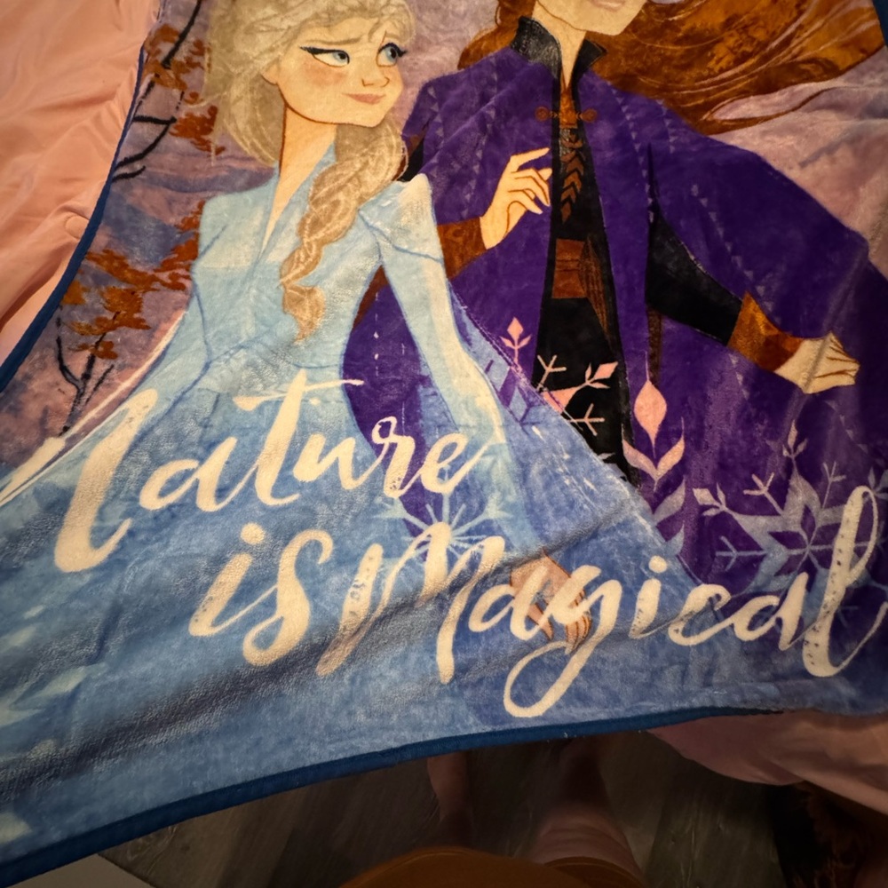 Frozen Themed Blanket with Characters. Toddler sized . Fleece